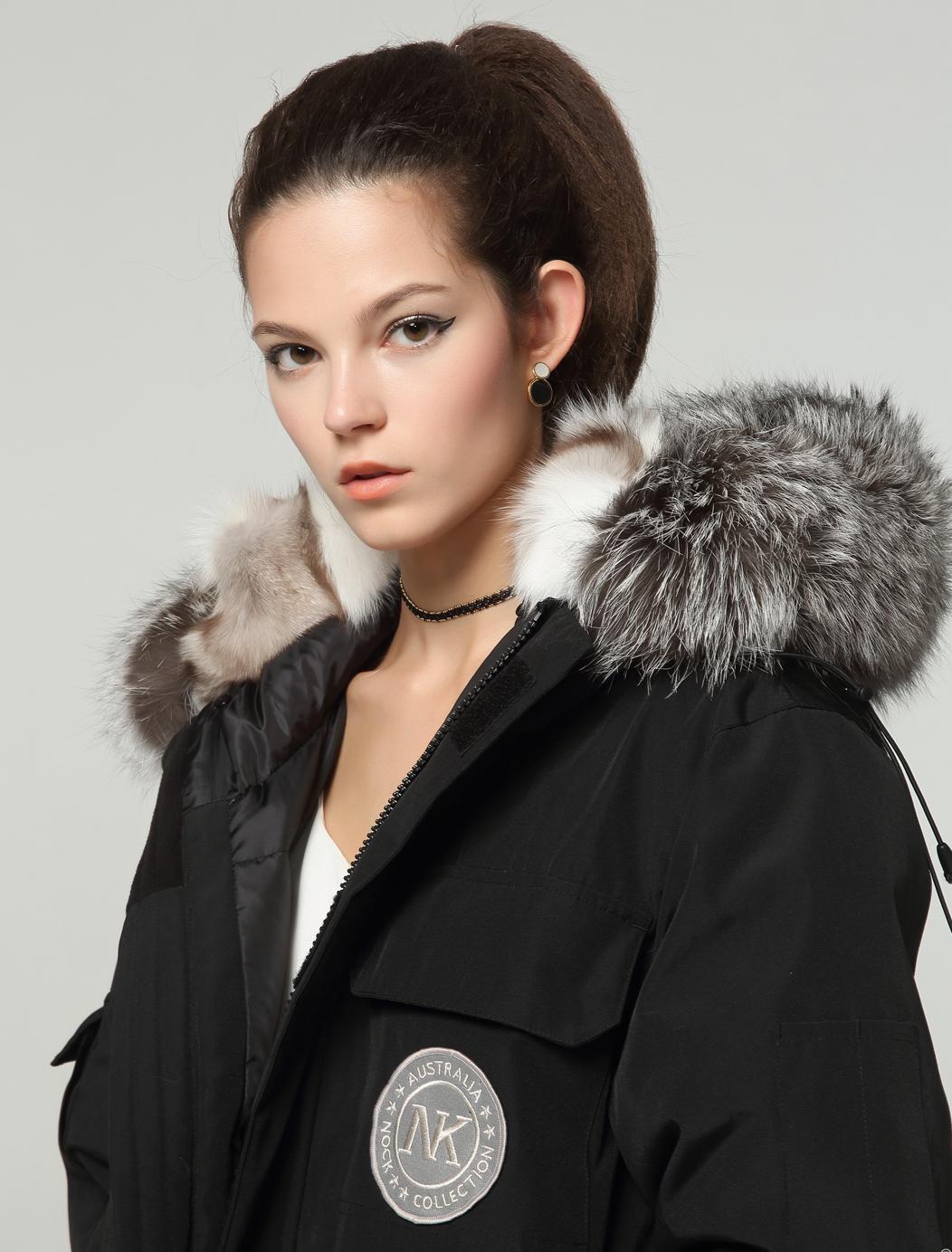 Nock Women's Warm Winter Parka Coat Fur Hooded Outdoor Jacket Top Casual Black Down Coat